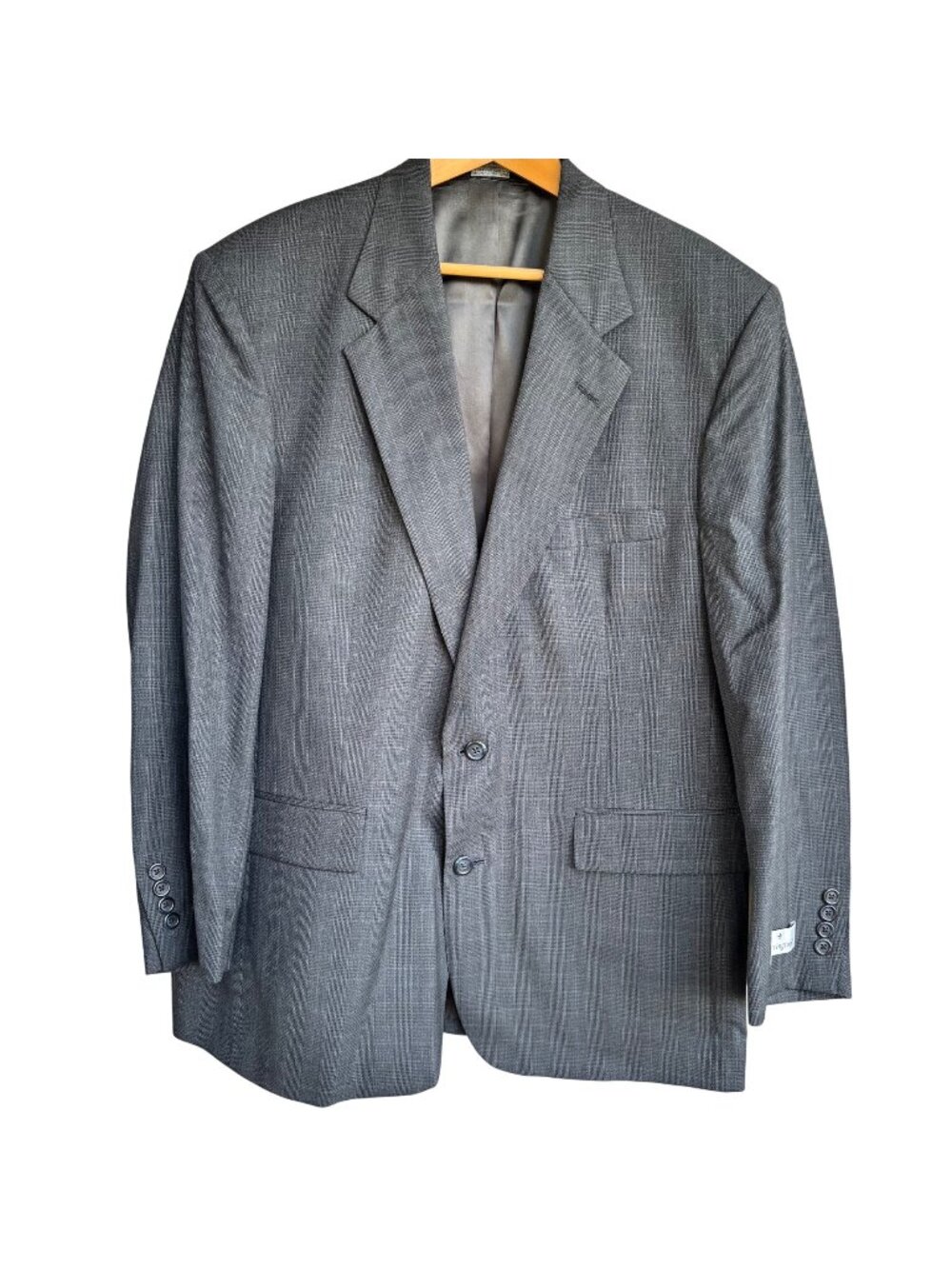 Barrington Premier Mens Suit Coat 44 Reg Dark Gray Worsted Wool Textured New